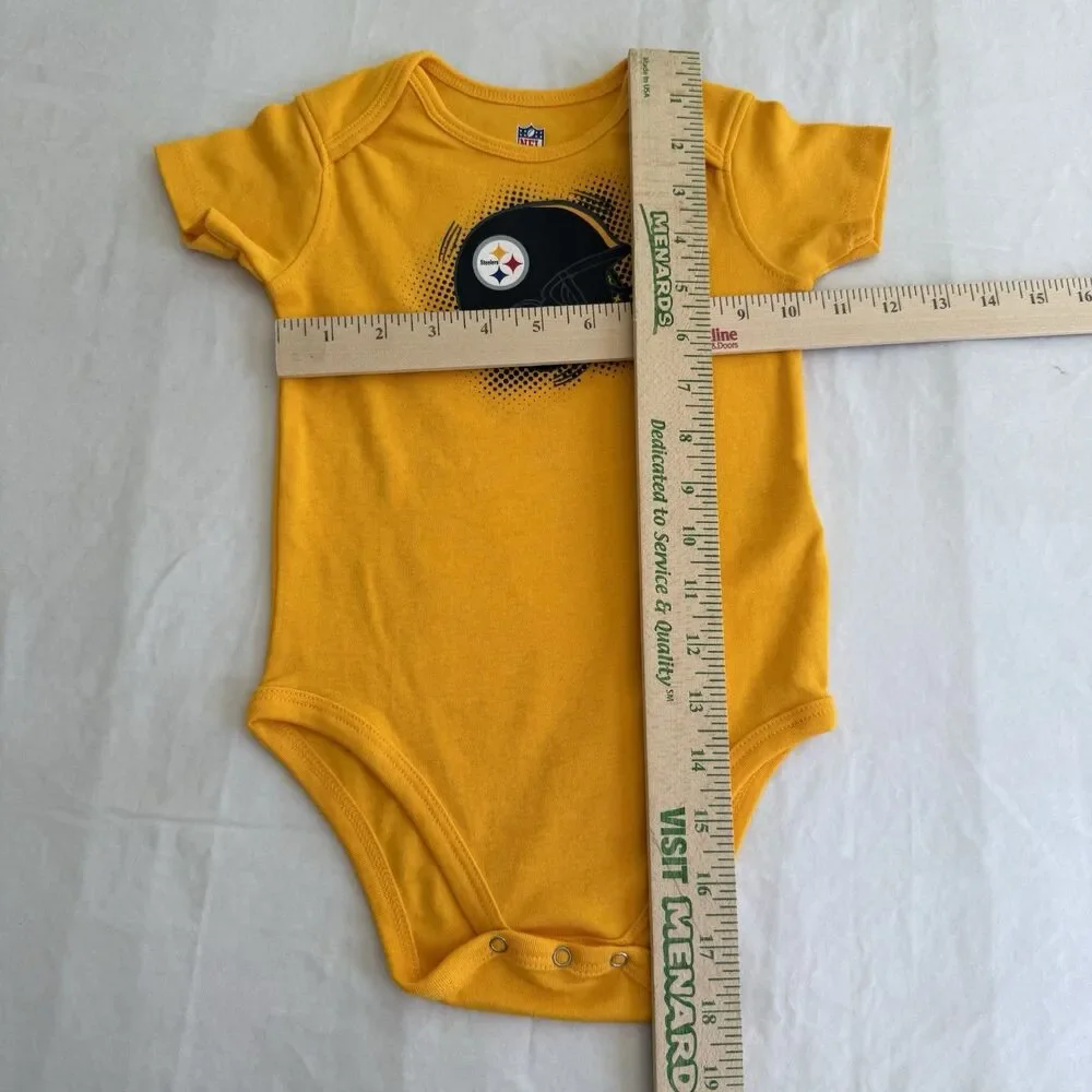 Lot Of 2 Pittsburgh Steelers NFL One Piece Creeper Bodysuit Black Yellow Sz 24M